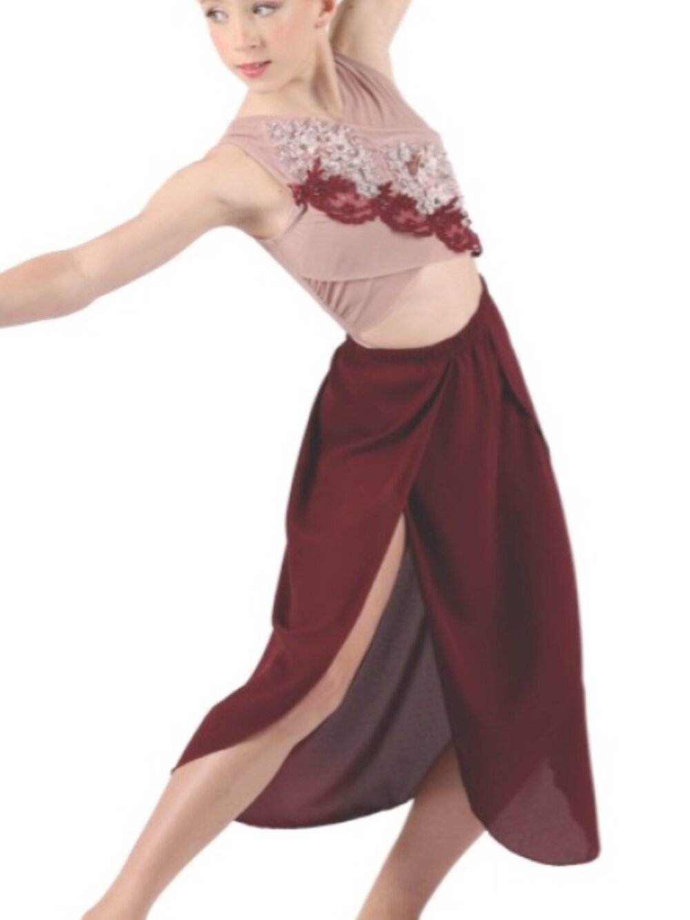 Artistic Dance Designs Soaring Costume – 3 Piece – Rose/Wine – XSA